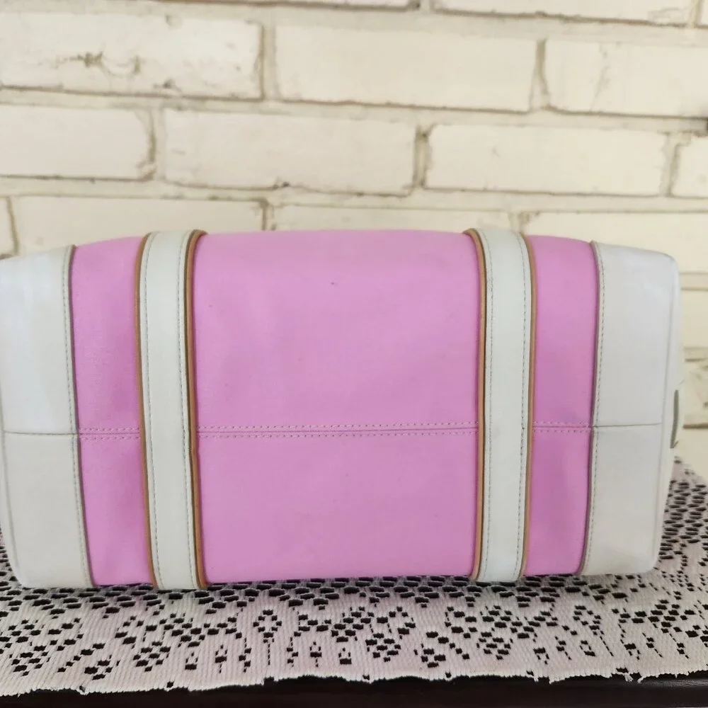 Vintage Coach Hampton Pink & White Leather Shoulder Bag Tote Purse